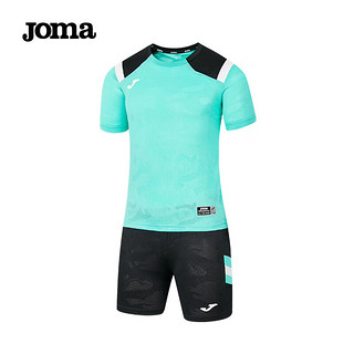 Joma 荷马 儿童足球服套装男女童定制球衣比赛训练服透气短袖队服 绿/黑 130