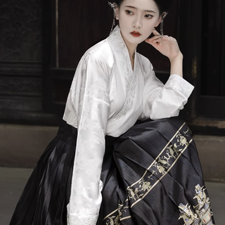 重回汉唐 明制汉服 女士直领对襟衫 HFY6240 白色 155