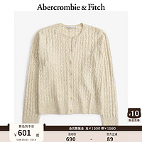 ABERCROMBIE & FITCH女装 24秋冬经典小麋鹿刺绣绞花毛衣针织开衫KI150-4294 米黄色 M (165/96A)