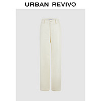 URBAN REVIVO 2024秋季女装简约高智感通勤纯色宽腿长裤UYY640009 本白 S