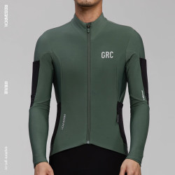 GRC 桀骜無盡 GRC桀骜无尽秋冬新款RESEARCH抓绒防风保暖公路车骑行服长袖男 柏树绿 L