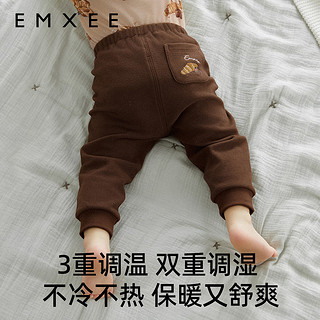 嫚熙（EMXEE）婴童裤子秋冬季男女宝宝羊毛低敏抗菌加绒内穿保暖裤儿童长裤