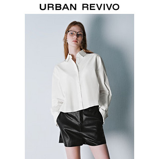 URBAN REVIVO UR2024秋冬女装设计感压褶长袖开襟衬衫UYU240015 本白 L