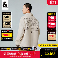 杰克琼斯 杰克·琼斯（JACK&JONES）2023冬潮流休闲廓形翻领毛呢字母刺绣夹克外套毛呢大衣223427007 月光灰A00 175/96A/M