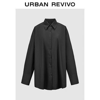 URBAN REVIVO UR2024秋季女装通勤气质风超宽松长袖开襟衬衫UWJ240036 冷灰 M(M-L)