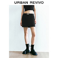 URBAN REVIVO UR2024秋季女装高智感职场通勤纯色拉链半裙UYY540011 黑色 M