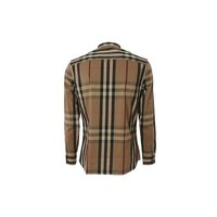 BURBERRY/博柏利 男士黄棕色棉质黑红条纹长袖衬衫