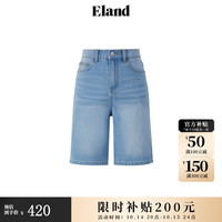 ELAND衣恋牛仔裤女复古浅牛仔色棉感舒适简约短裤2024夏季 浅牛仔色(56)L/Indigo S/160