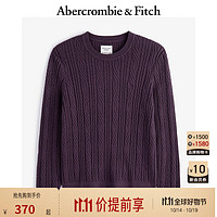 ABERCROMBIE & FITCH男装24秋冬新款小麋鹿美利奴羊毛混纺绞花针织衫毛衣KI120-4197