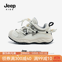 Jeep 吉普 童鞋儿童小白鞋子2024年春季男女童运动鞋春秋款防滑透气鞋 完美灰白 37码 鞋内长约23.4cm