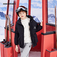 匡威（Converse）儿童装男女童短款保暖羽绒服2024冬季中大童加厚外套 正黑色 150/72