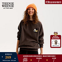 Teenie Weenie小熊卫衣女2024冬季清新纯色简约套头休闲上衣女 煤灰色 160/S