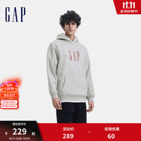 Gap男女装2024秋季印花字母logo抓绒连帽卫衣休闲上衣660088 灰色 165/84A(M) 亚洲尺码