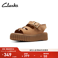 Clarks 其乐 街头系列饼干鞋女鞋夏复古厚底沙罗马滩凉鞋女 浅棕褐色261720654 36