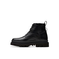Clarks 其乐 Badell系列 男士系带英伦风机车厚底短靴 261784857 黑色 39.5