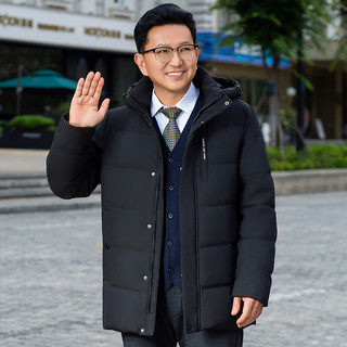 雅鹿爸爸装羽绒服男冬加厚保暖男装中年男士冬装中老年男款冬季外套 黑色 H540款 3XL 【180-200斤】