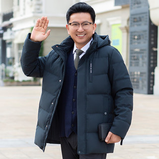 雅鹿爸爸装羽绒服男冬加厚保暖男装中年男士冬装中老年男款冬季外套 黑色 H540款 3XL 【180-200斤】