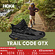 HOKA ONE ONE 男女款秋冬中帮轻量舒适防水户外徒步鞋TRAIL CODE GTX 黑色/鸦黑色-男款