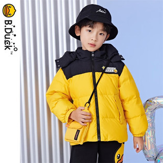 B.Duck小黄鸭童装男童羽绒服冬季儿童保暖羽绒外套厚洋气 黄色 150cm
