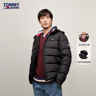 TOMMY JEANS【潮流羽绒服】24新款秋冬男装保暖连帽面包羽绒服03222 黑色BDS L