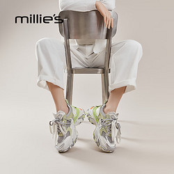 Millie's 妙丽 Millies）厚底增高网面透气老爹鞋女软底轻便休闲牛皮运动鞋女鞋