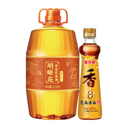 胡姬花 古法花生油6.08L+金龙鱼芝麻油香油调味400ml
