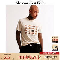 Abercrombie & Fitch 男装 24新款复古重磅短款圆领印花图案T恤KI123-4244 暖米色 L (180/108A)