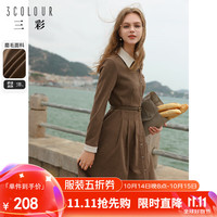 三彩三彩2024秋季复古绣花翻领连衣裙长袖A字中长裙美拉德女