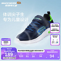 SKECHERS 斯凯奇 男童鞋儿童运动鞋秋季减震耐磨中大童休闲跑步鞋403732L 403723L-海军蓝色/柠檬色/NVLM 35码