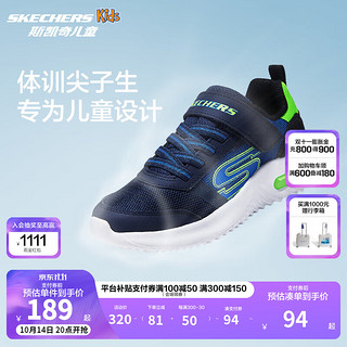 SKECHERS 斯凯奇 男童鞋儿童运动鞋秋季减震耐磨中大童休闲跑步鞋403732L 403723L-海军蓝色/柠檬色/NVLM 35码