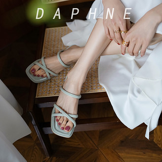 88VIP：DAPHNE 达芙妮 一字带凉鞋女夏季2023年款细带高跟凉鞋女玛丽珍凉拖鞋女