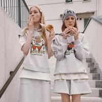 小熊&FLABJACKS联名早秋休闲宽松连帽卫衣女