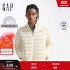 Gap男装2024秋季印花logo小立领羽绒服简约外套657225 米色 165/88A(S)亚洲尺码