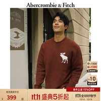 ABERCROMBIE & FITCH男装 24秋冬经典大麋鹿套头嵌花毛衣针织衫KI120-4163 砖红色 XXL (185/124A)