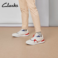 Clarks其乐轻跑系列男鞋春季复古潮流休闲鞋时尚舒适运动 白色/橘红色 261698117 40