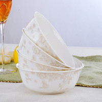 乐享 米饭碗汤碗大面碗陶瓷餐具套装碗具 面碗4件装空谷幽兰