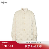 伊芙丽（eifini）伊芙丽国风系列新中式肌理提花盘扣立领羽绒服2024冬季女上装 米白  160/84A/M