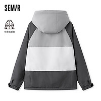 森马（Semir）棉服男冬季撞色拼接温暖时尚宽松连帽外套 灰色调00322 185/100A/XXL