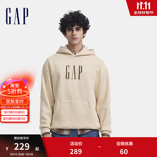 Gap 盖璞 男女装 2024秋季印花字母logo抓绒连帽卫衣 660088