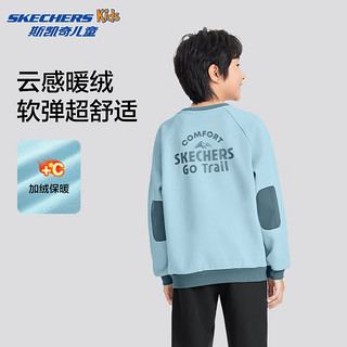 Skechers斯凯奇童装男女童针织套头卫衣秋冬季休闲百搭上衣P424K068 勿忘我灰蓝/02VX 160cm