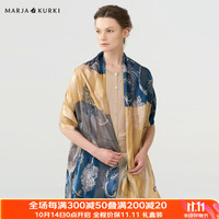 玛丽亚.古琦(玛丽亚古琦 MARJA KURKI)丝巾真丝女长巾礼盒装 高档桑蚕丝围巾缎条绡工艺丝绸 蓝色