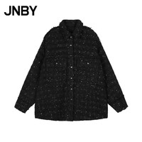 JNBY江南布衣24秋冬毛呢夹克衬衫领H型挺括休闲5O9814560 001/本黑 XS