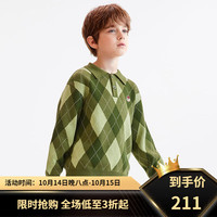马骑顿MQD童装冬季男童款宽松潮流翻领针织衫 军绿色 140cm