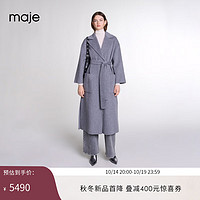 Maje2024秋季女装气质格雷系灰色宽松毛呢外套大衣MFPOU01271 灰色 T34