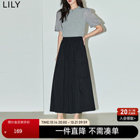 LILY 丽来 赫本风复古通勤款优雅休闲显瘦高腰A字半身裙
