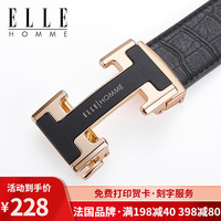 ELLE HOMME法国品牌皮带男士真皮自动扣高档裤腰带送爸爸男友老公 902035A金色(110-130可)