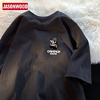 百亿补贴：JASONWOOD 坚持我的 重磅220g短袖T恤男款美式休闲潮牌简约印花夏季新款体恤