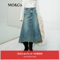 MO&Co.半身裙RECTO设计师联名2024冬新品棉质牛仔高腰MBD4SKT031