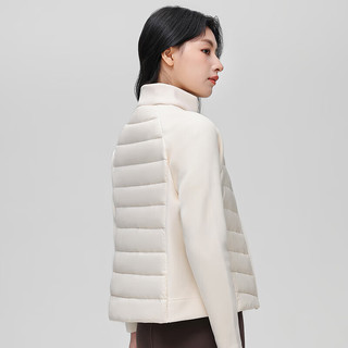 雅鹿轻薄服女2024修身立领长袖纯色拼接运动冬季女装上衣潮ap 米白色 XL/170 （110-125斤）