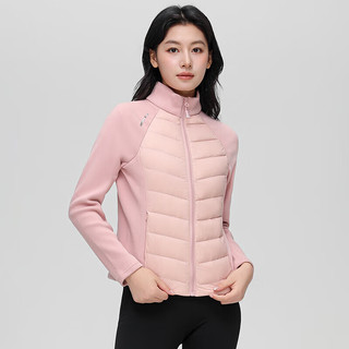 雅鹿轻薄服女2024修身立领长袖纯色拼接运动冬季女装上衣潮ap 米白色 XL/170 （110-125斤）